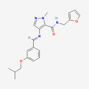 N-(furan-2-ylmethyl)-1-methyl-4-({(E)-[3-(2-methylpropoxy)phenyl]methylidene}amino)-1H-pyrazole-5-carboxamide