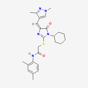 molecular formula C25H31N5O2S B10945839 2-({(4E)-1-cyclohexyl-4-[(1,3-dimethyl-1H-pyrazol-4-yl)methylidene]-5-oxo-4,5-dihydro-1H-imidazol-2-yl}sulfanyl)-N-(2,4-dimethylphenyl)acetamide 