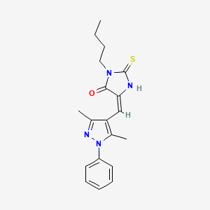 molecular formula C19H22N4OS B10945887 (5E)-3-butyl-5-[(3,5-dimethyl-1-phenyl-1H-pyrazol-4-yl)methylidene]-2-thioxoimidazolidin-4-one 