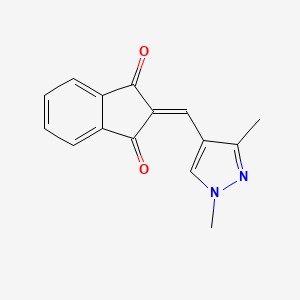 molecular formula C15H12N2O2 B10945977 Indan-1,3-dione, 2-(1,3-dimethyl-1H-pyrazol-4-ylmethylene)- 