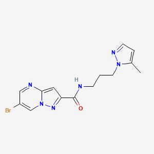 molecular formula C14H15BrN6O B10946006 6-bromo-N-[3-(5-methyl-1H-pyrazol-1-yl)propyl]pyrazolo[1,5-a]pyrimidine-2-carboxamide 