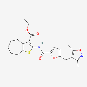 ethyl 2-[({5-[(3,5-dimethyl-4-isoxazolyl)methyl]-2-furyl}carbonyl)amino]-5,6,7,8-tetrahydro-4H-cyclohepta[b]thiophene-3-carboxylate