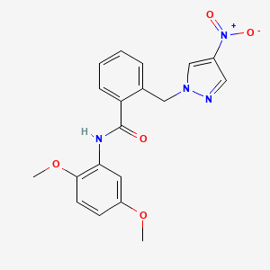 molecular formula C19H18N4O5 B10946014 N-(2,5-dimethoxyphenyl)-2-[(4-nitro-1H-pyrazol-1-yl)methyl]benzamide 