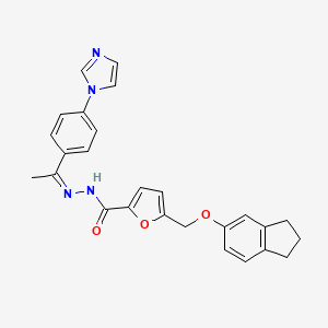 molecular formula C26H24N4O3 B10946043 5-[(2,3-dihydro-1H-inden-5-yloxy)methyl]-N'-{(1Z)-1-[4-(1H-imidazol-1-yl)phenyl]ethylidene}furan-2-carbohydrazide 