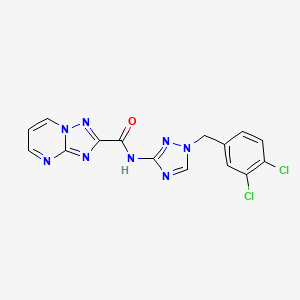 molecular formula C15H10Cl2N8O B10946049 N-[1-(3,4-dichlorobenzyl)-1H-1,2,4-triazol-3-yl][1,2,4]triazolo[1,5-a]pyrimidine-2-carboxamide 