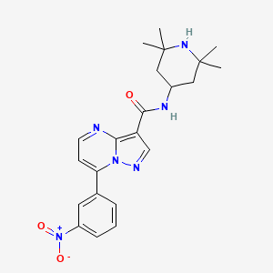 molecular formula C22H26N6O3 B10946053 7-(3-nitrophenyl)-N-(2,2,6,6-tetramethylpiperidin-4-yl)pyrazolo[1,5-a]pyrimidine-3-carboxamide 