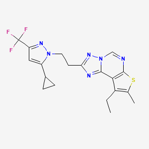 2-{2-[5-cyclopropyl-3-(trifluoromethyl)-1H-pyrazol-1-yl]ethyl}-9-ethyl-8-methylthieno[3,2-e][1,2,4]triazolo[1,5-c]pyrimidine