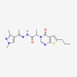 N'-[(1E)-1-(1,3-dimethyl-1H-pyrazol-4-yl)ethylidene]-2-(4-oxo-6-propylthieno[2,3-d]pyrimidin-3(4H)-yl)propanehydrazide