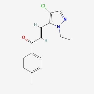 molecular formula C15H15ClN2O B10946119 (2E)-3-(4-chloro-1-ethyl-1H-pyrazol-5-yl)-1-(4-methylphenyl)prop-2-en-1-one 