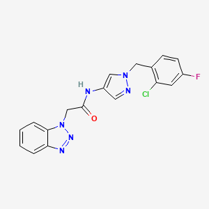 molecular formula C18H14ClFN6O B10946138 2-(1H-benzotriazol-1-yl)-N-[1-(2-chloro-4-fluorobenzyl)-1H-pyrazol-4-yl]acetamide 