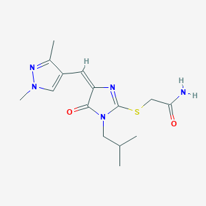 molecular formula C15H21N5O2S B10946175 2-{[(4E)-4-[(1,3-dimethyl-1H-pyrazol-4-yl)methylidene]-1-(2-methylpropyl)-5-oxo-4,5-dihydro-1H-imidazol-2-yl]sulfanyl}acetamide 