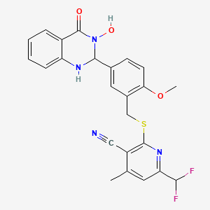 6-(Difluoromethyl)-2-{[5-(3-hydroxy-4-oxo-1,2,3,4-tetrahydroquinazolin-2-yl)-2-methoxybenzyl]sulfanyl}-4-methylpyridine-3-carbonitrile