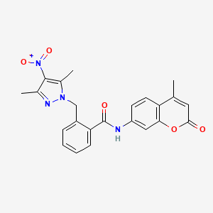 2-[(3,5-dimethyl-4-nitro-1H-pyrazol-1-yl)methyl]-N-(4-methyl-2-oxo-2H-chromen-7-yl)benzamide