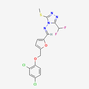 molecular formula C16H12Cl2F2N4O2S B10946296 N-[(E)-{5-[(2,4-dichlorophenoxy)methyl]furan-2-yl}methylidene]-3-(difluoromethyl)-5-(methylsulfanyl)-4H-1,2,4-triazol-4-amine 