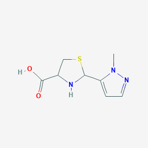 molecular formula C8H11N3O2S B10946307 2-(1-methyl-1H-pyrazol-5-yl)-1,3-thiazolidine-4-carboxylic acid 