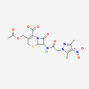 3-[(acetyloxy)methyl]-7-{[(3,5-dimethyl-4-nitro-1H-pyrazol-1-yl)acetyl]amino}-8-oxo-5-thia-1-azabicyclo[4.2.0]oct-2-ene-2-carboxylate