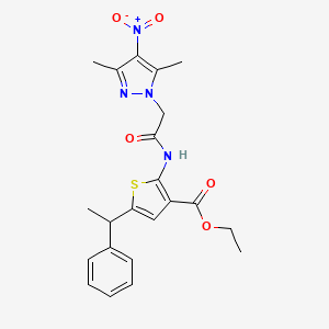 molecular formula C22H24N4O5S B10946332 ethyl 2-{[(3,5-dimethyl-4-nitro-1H-pyrazol-1-yl)acetyl]amino}-5-(1-phenylethyl)thiophene-3-carboxylate 