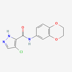 molecular formula C12H10ClN3O3 B10946333 4-chloro-N-(2,3-dihydro-1,4-benzodioxin-6-yl)-1H-pyrazole-3-carboxamide 