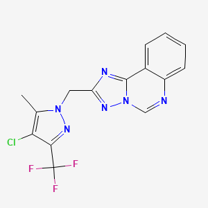 molecular formula C15H10ClF3N6 B10946360 2-{[4-chloro-5-methyl-3-(trifluoromethyl)-1H-pyrazol-1-yl]methyl}[1,2,4]triazolo[1,5-c]quinazoline 