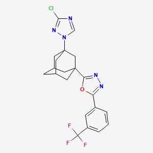 molecular formula C21H19ClF3N5O B10946365 2-[3-(3-Chloro-1H-1,2,4-triazol-1-YL)-1-adamantyl]-5-[3-(trifluoromethyl)phenyl]-1,3,4-oxadiazole 