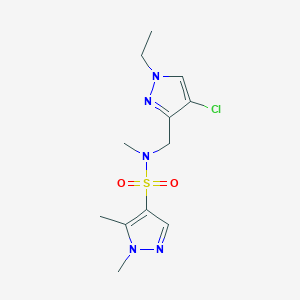 molecular formula C12H18ClN5O2S B10946381 N-[(4-chloro-1-ethyl-1H-pyrazol-3-yl)methyl]-N,1,5-trimethyl-1H-pyrazole-4-sulfonamide 