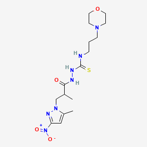 molecular formula C16H27N7O4S B10946387 2-[2-methyl-3-(5-methyl-3-nitro-1H-pyrazol-1-yl)propanoyl]-N-[3-(morpholin-4-yl)propyl]hydrazinecarbothioamide 