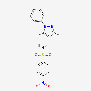 molecular formula C18H18N4O4S B10946412 N-[(3,5-dimethyl-1-phenyl-1H-pyrazol-4-yl)methyl]-4-nitrobenzenesulfonamide 