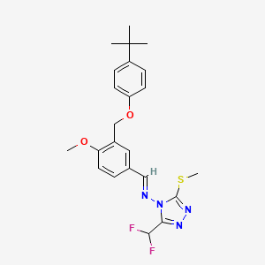 molecular formula C23H26F2N4O2S B10946417 N-[(E)-{3-[(4-tert-butylphenoxy)methyl]-4-methoxyphenyl}methylidene]-3-(difluoromethyl)-5-(methylsulfanyl)-4H-1,2,4-triazol-4-amine 