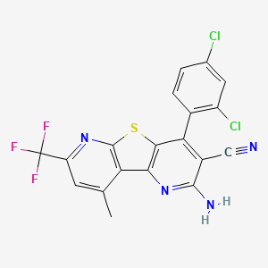 4-amino-6-(2,4-dichlorophenyl)-13-methyl-11-(trifluoromethyl)-8-thia-3,10-diazatricyclo[7.4.0.02,7]trideca-1(9),2(7),3,5,10,12-hexaene-5-carbonitrile