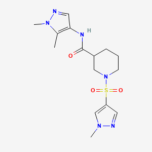 molecular formula C15H22N6O3S B10946437 N-(1,5-dimethyl-1H-pyrazol-4-yl)-1-[(1-methyl-1H-pyrazol-4-yl)sulfonyl]piperidine-3-carboxamide 