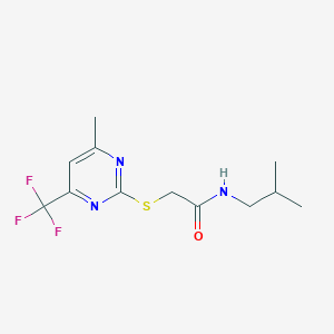 molecular formula C12H16F3N3OS B10946464 N-(2-methylpropyl)-2-{[4-methyl-6-(trifluoromethyl)pyrimidin-2-yl]sulfanyl}acetamide 