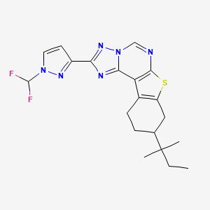 molecular formula C20H22F2N6S B10946478 2-[1-(Difluoromethyl)-1H-pyrazol-3-YL]-9-(tert-pentyl)-8,9,10,11-tetrahydro[1]benzothieno[3,2-E][1,2,4]triazolo[1,5-C]pyrimidine 