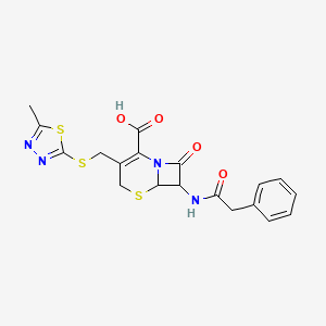 molecular formula C19H18N4O4S3 B10946490 3-{[(5-Methyl-1,3,4-thiadiazol-2-yl)sulfanyl]methyl}-8-oxo-7-[(phenylacetyl)amino]-5-thia-1-azabicyclo[4.2.0]oct-2-ene-2-carboxylic acid 