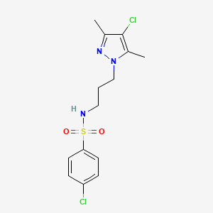 4-chloro-N-[3-(4-chloro-3,5-dimethyl-1H-pyrazol-1-yl)propyl]benzenesulfonamide