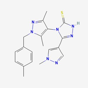 molecular formula C19H21N7S B10946506 4-[3,5-dimethyl-1-(4-methylbenzyl)-1H-pyrazol-4-yl]-5-(1-methyl-1H-pyrazol-4-yl)-4H-1,2,4-triazole-3-thiol 