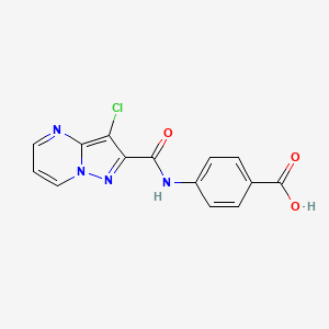 molecular formula C14H9ClN4O3 B10946511 4-{[(3-Chloropyrazolo[1,5-a]pyrimidin-2-yl)carbonyl]amino}benzoic acid 