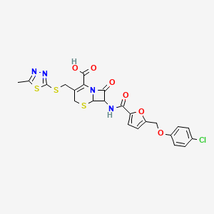 7-[({5-[(4-Chlorophenoxy)methyl]furan-2-yl}carbonyl)amino]-3-{[(5-methyl-1,3,4-thiadiazol-2-yl)sulfanyl]methyl}-8-oxo-5-thia-1-azabicyclo[4.2.0]oct-2-ene-2-carboxylic acid