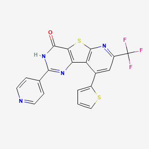 molecular formula C19H9F3N4OS2 B10946523 4-pyridin-4-yl-13-thiophen-2-yl-11-(trifluoromethyl)-8-thia-3,5,10-triazatricyclo[7.4.0.02,7]trideca-1(9),2(7),3,10,12-pentaen-6-one 