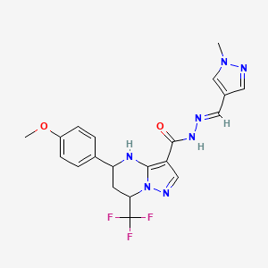 5-(4-methoxyphenyl)-N'-[(E)-(1-methyl-1H-pyrazol-4-yl)methylidene]-7-(trifluoromethyl)-4,5,6,7-tetrahydropyrazolo[1,5-a]pyrimidine-3-carbohydrazide