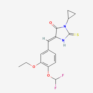 molecular formula C16H16F2N2O3S B10946564 (5Z)-3-cyclopropyl-5-[4-(difluoromethoxy)-3-ethoxybenzylidene]-2-sulfanyl-3,5-dihydro-4H-imidazol-4-one 