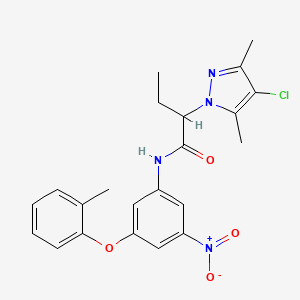 2-(4-chloro-3,5-dimethyl-1H-pyrazol-1-yl)-N-[3-(2-methylphenoxy)-5-nitrophenyl]butanamide