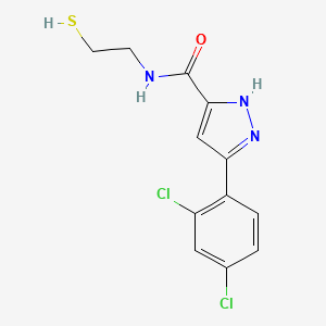 molecular formula C12H11Cl2N3OS B10946584 5-(2,4-dichlorophenyl)-N-(2-sulfanylethyl)-1H-pyrazole-3-carboxamide 