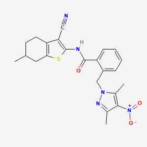 N-(3-cyano-6-methyl-4,5,6,7-tetrahydro-1-benzothiophen-2-yl)-2-[(3,5-dimethyl-4-nitro-1H-pyrazol-1-yl)methyl]benzamide