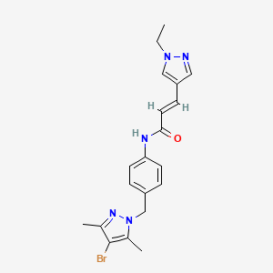 (2E)-N-{4-[(4-bromo-3,5-dimethyl-1H-pyrazol-1-yl)methyl]phenyl}-3-(1-ethyl-1H-pyrazol-4-yl)prop-2-enamide