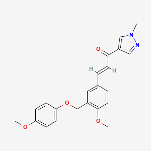 molecular formula C22H22N2O4 B10946605 (2E)-3-{4-methoxy-3-[(4-methoxyphenoxy)methyl]phenyl}-1-(1-methyl-1H-pyrazol-4-yl)prop-2-en-1-one 