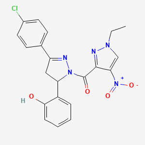 [3-(4-chlorophenyl)-5-(2-hydroxyphenyl)-4,5-dihydro-1H-pyrazol-1-yl](1-ethyl-4-nitro-1H-pyrazol-3-yl)methanone