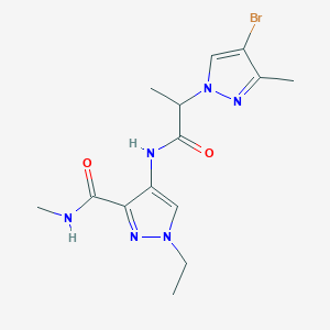 molecular formula C14H19BrN6O2 B10946618 4-{[2-(4-bromo-3-methyl-1H-pyrazol-1-yl)propanoyl]amino}-1-ethyl-N-methyl-1H-pyrazole-3-carboxamide 