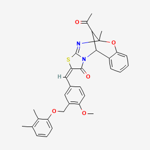 molecular formula C32H30N2O5S B10946629 (2E)-13-acetyl-2-{3-[(2,3-dimethylphenoxy)methyl]-4-methoxybenzylidene}-5-methyl-5H,11H-5,11-methano[1,3]thiazolo[2,3-d][1,3,5]benzoxadiazocin-1(2H)-one 