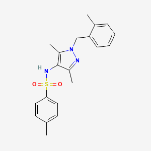 molecular formula C20H23N3O2S B10946655 N-[3,5-dimethyl-1-(2-methylbenzyl)-1H-pyrazol-4-yl]-4-methylbenzenesulfonamide 