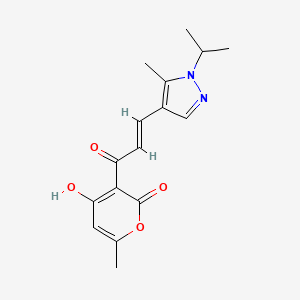 molecular formula C16H18N2O4 B10946662 4-hydroxy-6-methyl-3-{(2E)-3-[5-methyl-1-(propan-2-yl)-1H-pyrazol-4-yl]prop-2-enoyl}-2H-pyran-2-one 